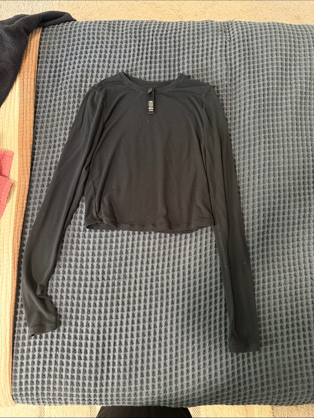 SKIMS Black Long-Sleeve Crop Top